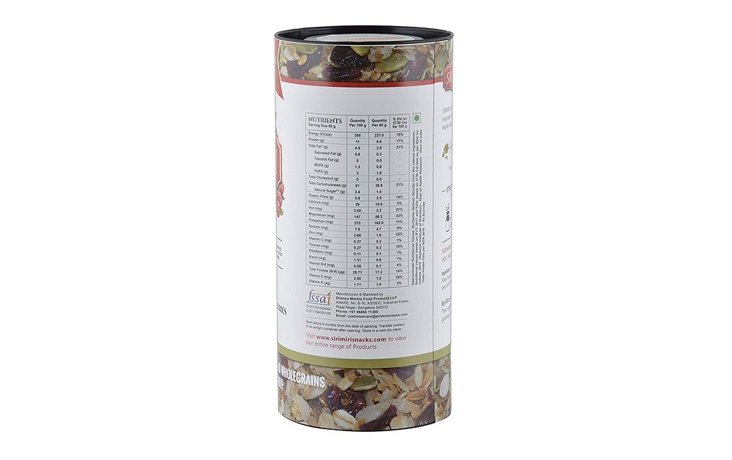 Sirimiri Premium Toasted Millet Muesli, Loaded With Pumpkin Seeds And Cranberries   Box  500 grams